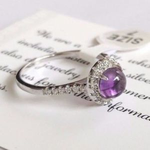 Solid 925 Silver Natural Amethyst Ring